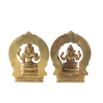 Superfine Brass Ganesh Lakshmi Idol Set with Prabhavali - 9" Height